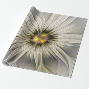 Papel De Regalo Gran Flor de Marfil, Arte Fractal Moderno Abstract