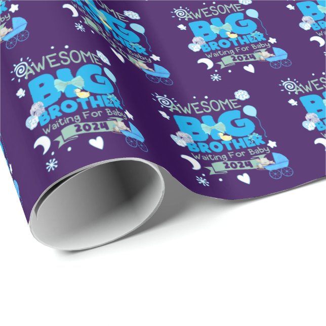 Papel De Regalo Gran Hermano Esperando el Recién nacido 2024 (Esquina del rollo)