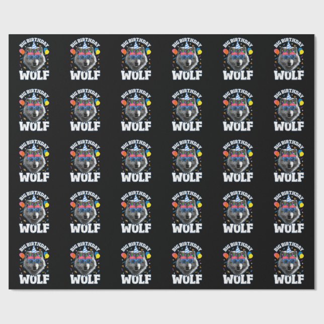 Papel De Regalo Gran Lobo de Cumpleaños para Lobos (Superficie plana)