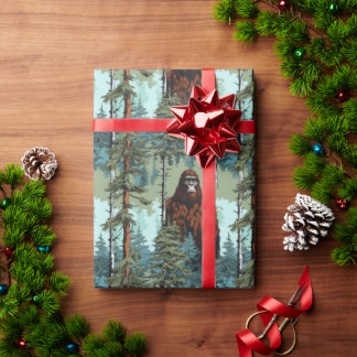 Papel De Regalo Gran Mirada Fiera de Bigfoot en el Bosque Espeluzn