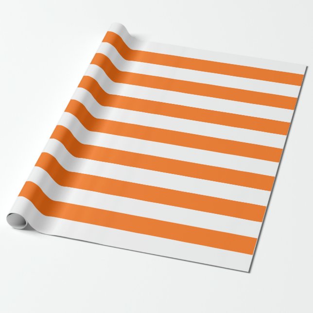 Papel De Regalo Gran Naranja de Halloween y patrón rayado blanco (Desenrollado)