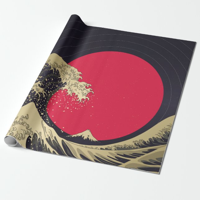 Papel De Regalo "Gran ola de kanagawa". Hokusai, onda japonesa i (Desenrollado)