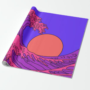 Papel De Regalo Gran ola en estilo de arte pop de vaporwave. Ver d