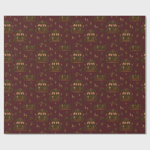 Papel De Regalo Gran Papelería de Navidad Europea Burgundy Profund
