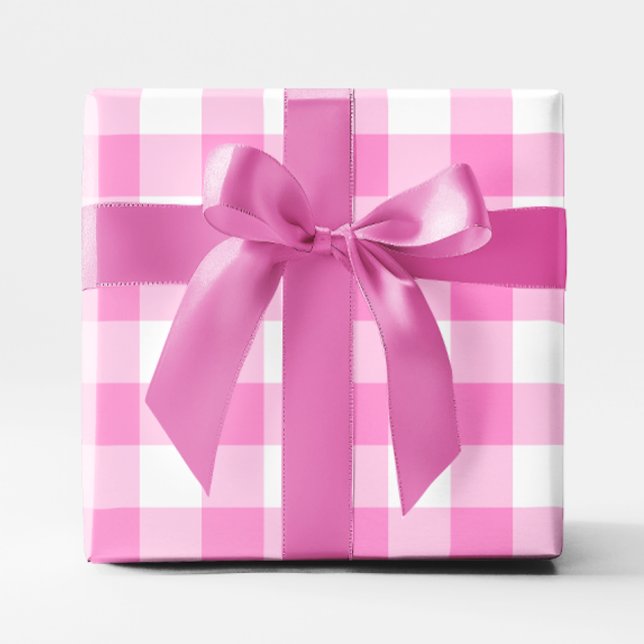 Papel De Regalo Gran patrón de Gingham rosa y blanco (Pretty Pink and White Gingham Big Pattern Wrapping Paper)