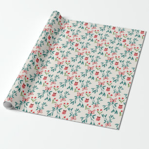 Papel De Regalo Gran patrón milenario tradicional verde y rojo