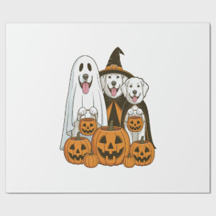 Papel De Regalo Gran Pirineo Perro Bruja Fantasma Halloween Combin
