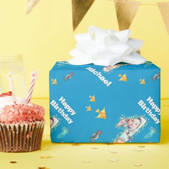 Papel De Regalo Gran primer cumpleaños bajo el Collage de fotos de (Fiesta de cumpleaños )