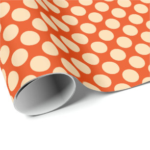 Papel De Regalo Gran punto retro - naranja pálido y mandarina