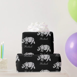 Papel De Regalo Gran rinoceronte indio Monograma de rinoceronte de