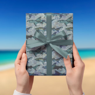 Papel De Regalo Gran verde del mar de los tiburones blancos