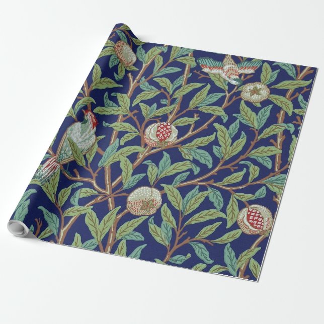 Papel De Regalo Granada y pájaro pequeño, William Morris (Desenrollado)