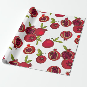 Papel De Regalo granadas de fruta roja brillante