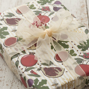 Papel De Regalo Granadas, Higos, Abejas Judías Mazel Tov