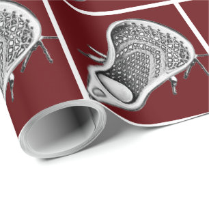 Papel de regalo granate de deportes de Lacrosse
