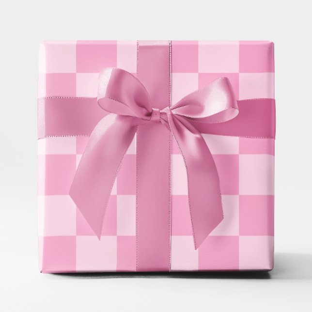 Papel De Regalo Grande Cuadros Rosa Claro (Big Light Pink Checkered Wrapping Paper)