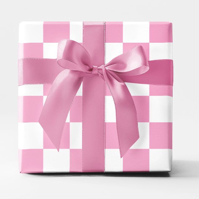 Papel De Regalo Grande Cuadros Rosa Claro y Blanco (Big Light Pink and White Checkered Wrapping Paper)