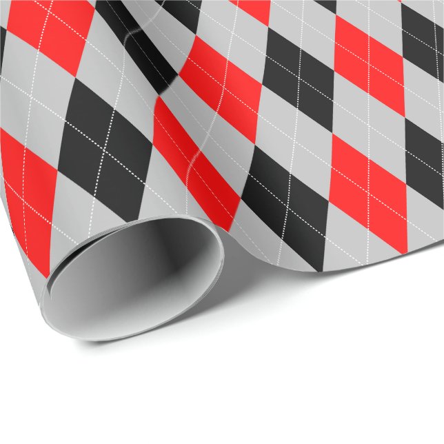 Papel de regalo grande de cuadros escoceses rojo,  (Esquina del rollo)