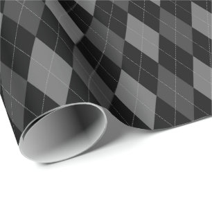 Papel de regalo grande de cuadros gris y negro