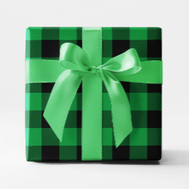 Papel De Regalo Grande Plaid de Búfalo Chevron Verde y Negro