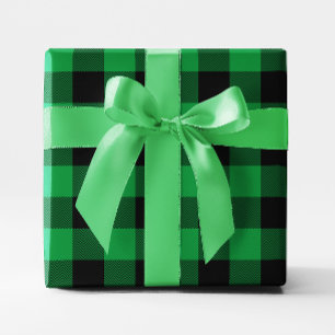 Papel De Regalo Grande Plaid de Búfalo Chevron Verde y Negro
