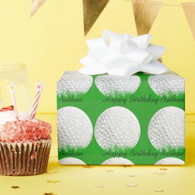 Papel De Regalo Grandes bolas de golf en la hierba (Fiesta de cumpleaños )
