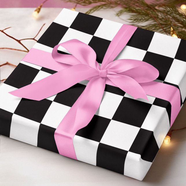 Papel De Regalo Grandes cuadros negros y blancos (Big Black and White Checkered Wrapping Paper)
