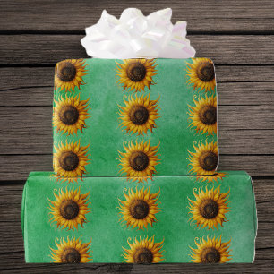 Papel De Regalo Grandes girasoles amarillos Pétalos elegantes sobr