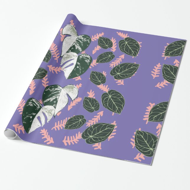 Papel De Regalo Grandes hojas verdes (Desenrollado)