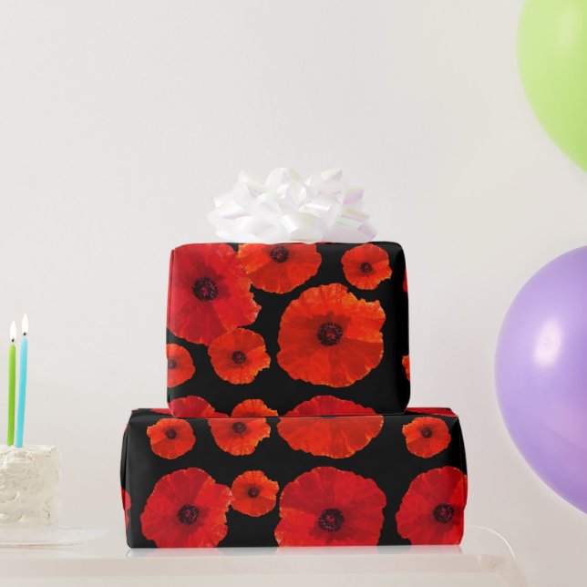 Papel De Regalo Grandes lapiceros rojos en negro (Regalos de fiesta)