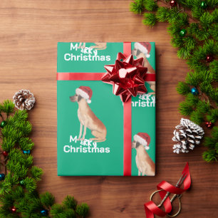 Papel De Regalo Grandes Navidades daneses Green Merry Santa Hat