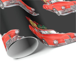 Papel De Regalo Grandes Navidades de coches de época roja, regalos