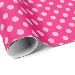 Papel De Regalo Grandes puntos retro, fucsia y rosa pastel