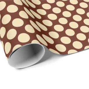 Papel De Regalo Grandes puntos retro - marrón color tostado y cho