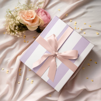 Papel De Regalo Grandes rayas blancas y lila claro