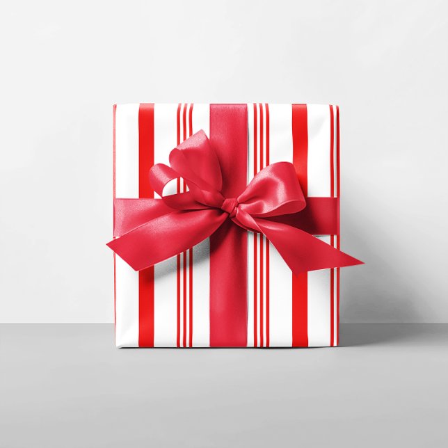 Papel De Regalo Grandes Rayas de Caramelo (Big Candy Cane Stripes Wrapping Paper)