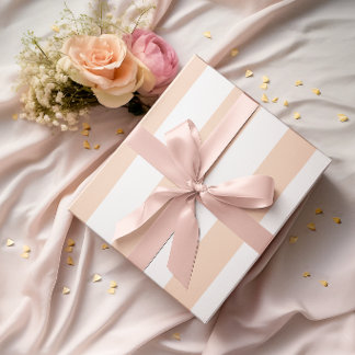Papel De Regalo Grandes rayas de melocotón claro y blanco