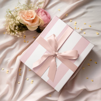 Papel De Regalo Grandes rayas rosadas claras y blancas