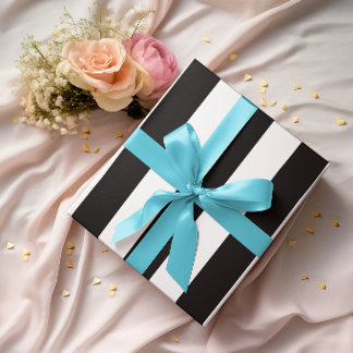 Papel De Regalo Grandes Rayas Verticales Negras y Blancas