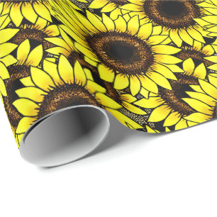Papel De Regalo Grandes Sunflower dorados