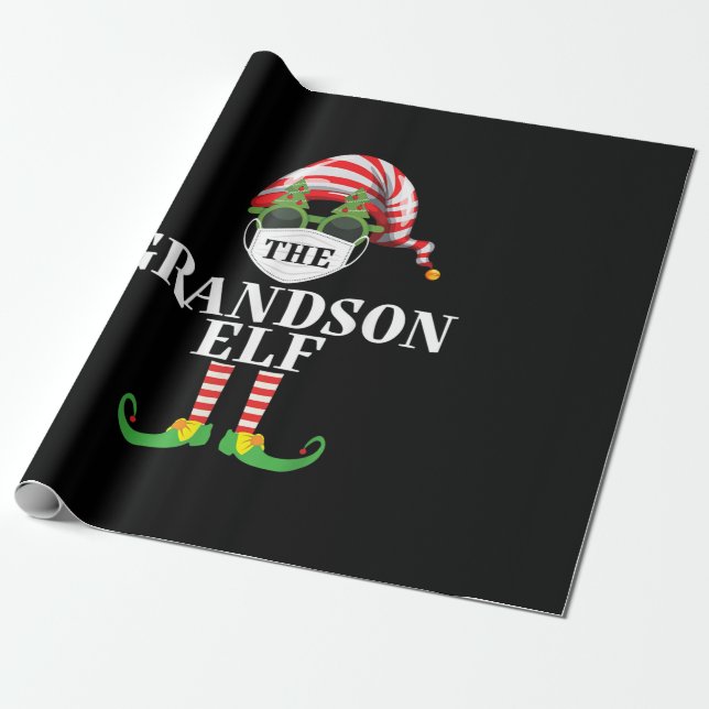 Papel De Regalo Grandson Elf Matching Navidades (Desenrollado)