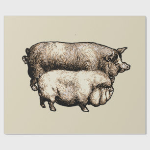 Papel De Regalo Granja Antigüa Cerdo País Antigüedad Ganado