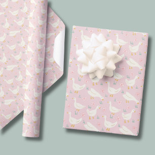 Papel De Regalo Granja de animales gansos hembras rosa