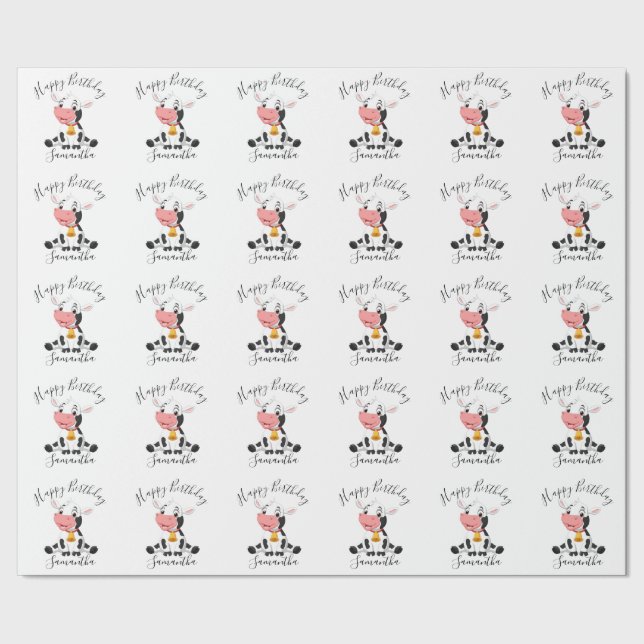 Papel De Regalo granja de cumpleaños de vaca (Costura)