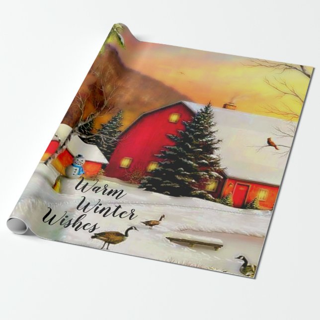 Papel De Regalo Granja de invierno (Desenrollado)