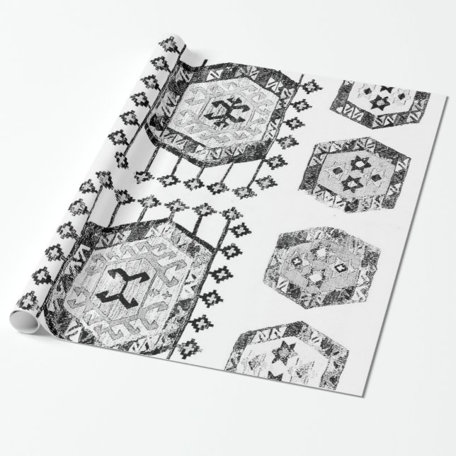 Papel De Regalo Granja de triángulo blanco y negro (Desenrollado)