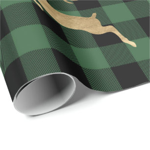 Papel De Regalo Granja del verde del reno del oro de Lomberjack de