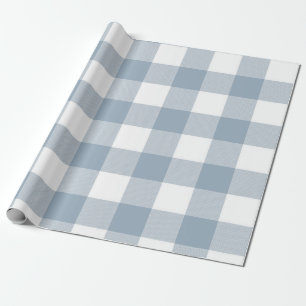 Papel De Regalo Granja Rústica Azul Gris Plaid Cuadrado Búfalo
