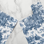 Papel De Regalo Granja Rústica Vintage Toile-Blue & White<br><div class="desc">Este precioso patrón vintage de tela de jouy reformado de los años 1780 presenta escenas de la alegre vida rústica de la granja incluyendo animales,  ruinas antiguas,  cabañas y campesinos que trabajan y juegan en azul sobre fondo blanco.</div>