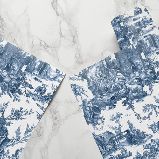 Papel De Regalo Granja Rústica Vintage Toile-Blue & White